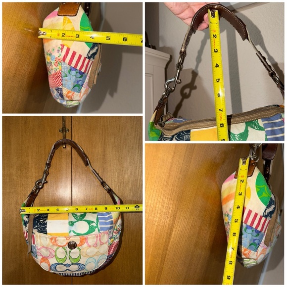 Coach Patchwork Soho Hobo Shoulder Bag Multicolor Canvas Leather Trim - Picture 8 of 16